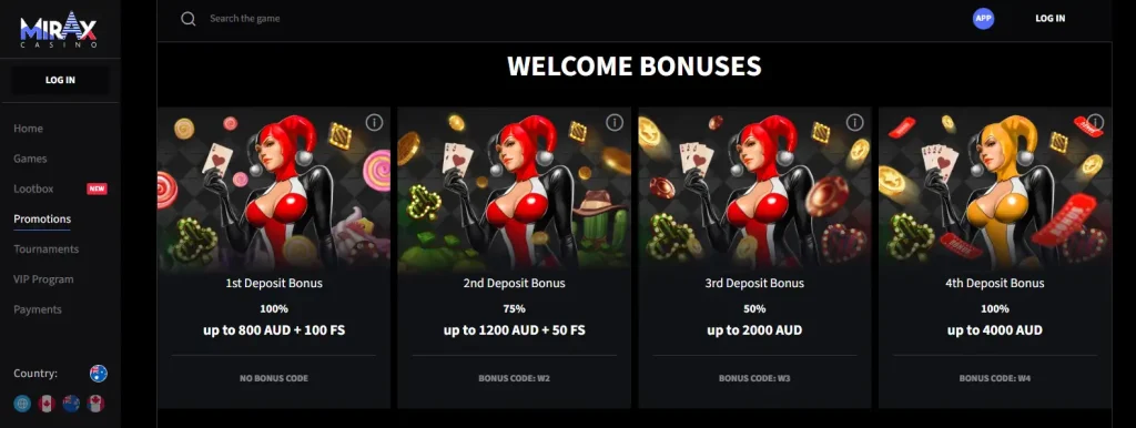 Current Mirax promotions page with active offer cards