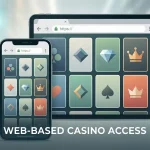 Editorial illustration of a smartphone showing a generic casino game grid without Mirax branding or a fake native app interface